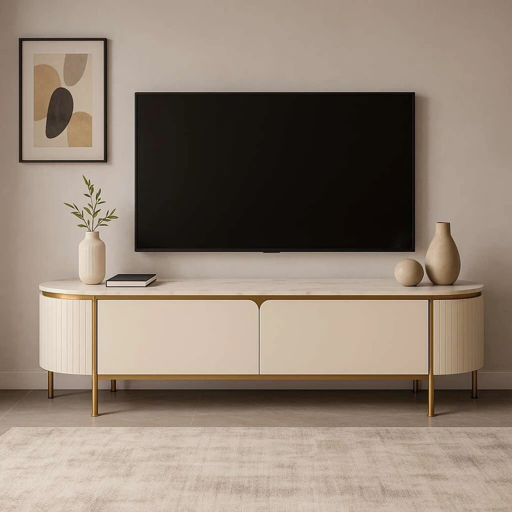 TV staliukas, Stilig, 200 cm, auksinis baltas