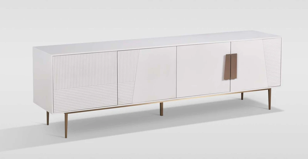 TV staliukas, Stilig, baltas, 200 x 60 x 40 cm, auksinis