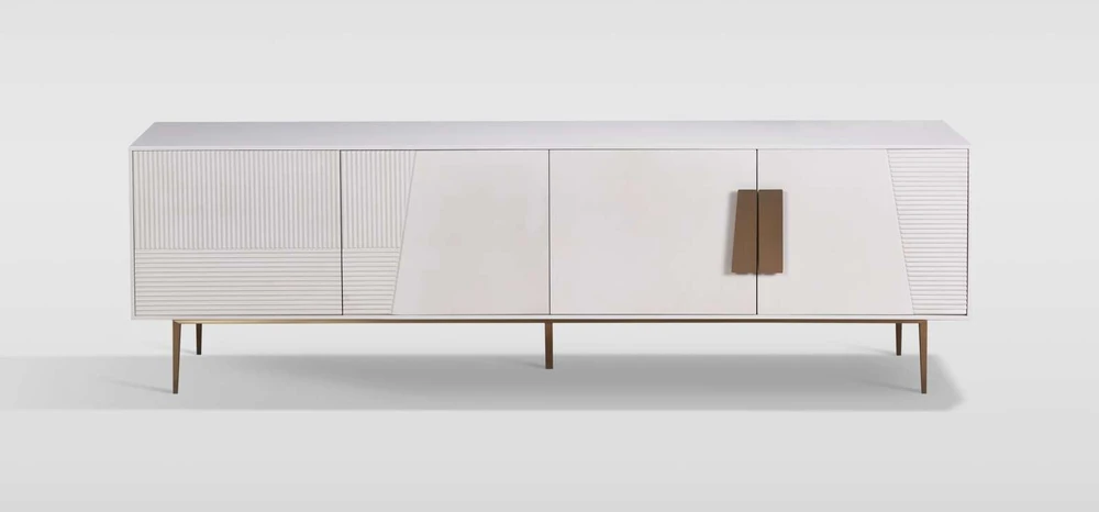 TV staliukas, Stilig, baltas, 200 x 60 x 40 cm, auksinis