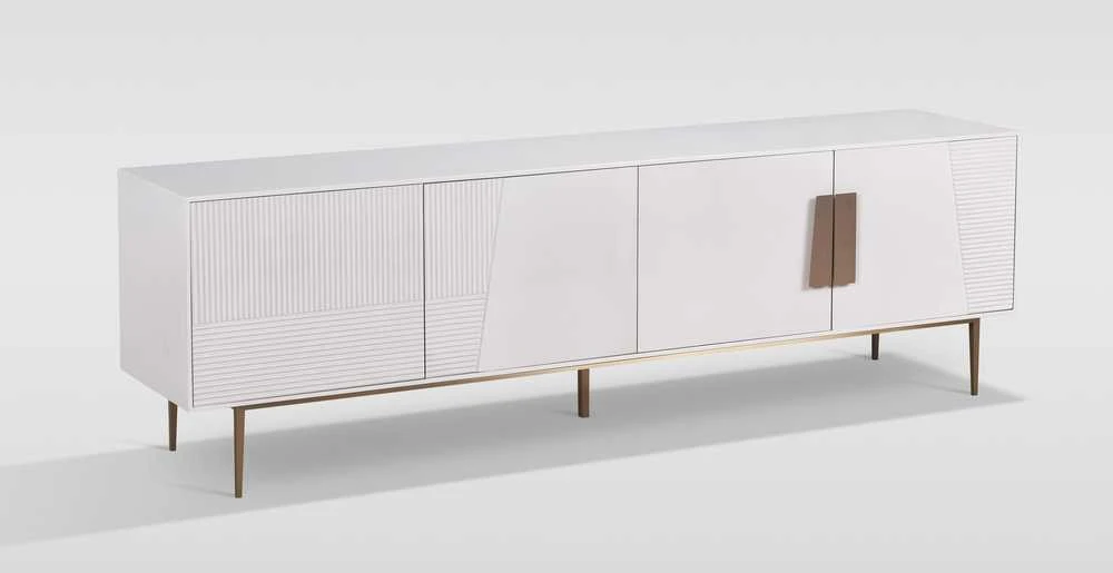 TV staliukas, Stilig, baltas, 200 x 60 x 40 cm, auksinis