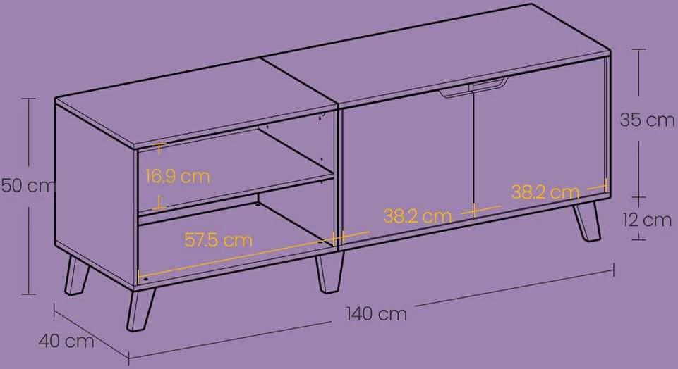 TV staliukas Songmics Televizoriaus staliukas su 2 durelėmis, 140 cm
