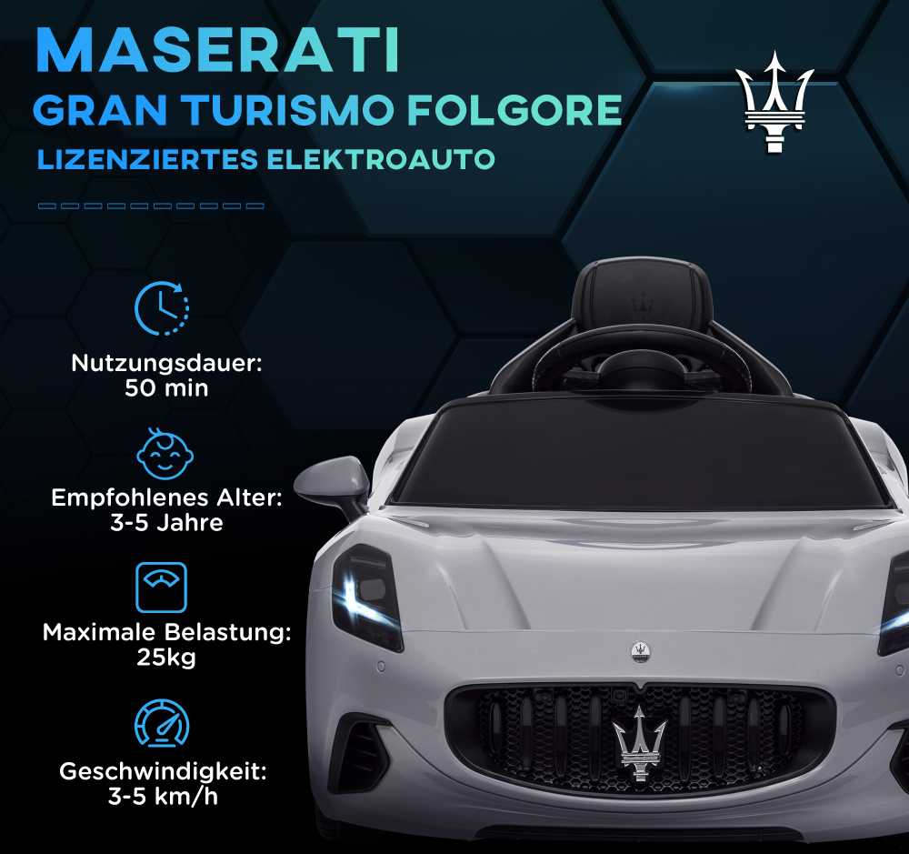 AIYAPLAY vaikiškas elektrinis automobilis 12V vaikiškas automobilis su 2,4 GHz nuotolinio valdymo pulteliu, 2 varikliai, vaikiška transporto priemonė su garsiniu signalu, LED, muzika, švelnus užvedimas, elektrinė transporto priemonė su papildomu ratu, skirta 3-5 metų vaikams, pilka spalva