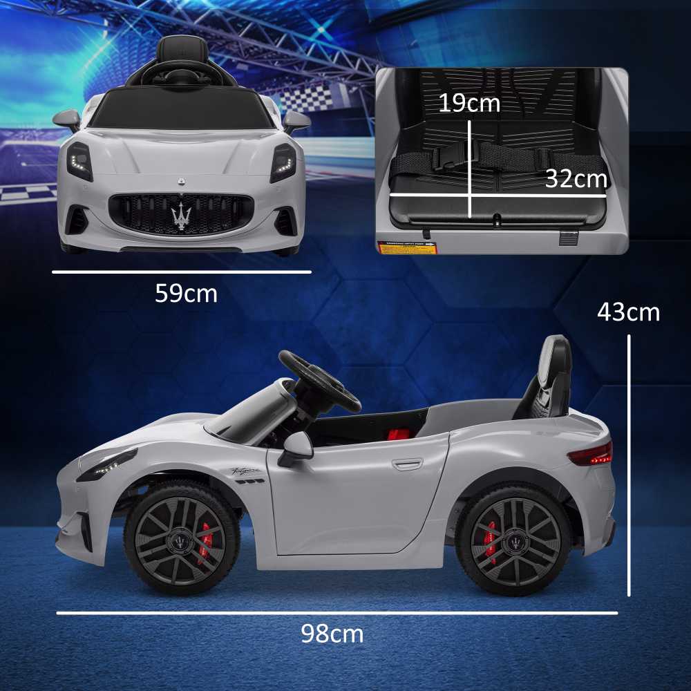 AIYAPLAY vaikiškas elektrinis automobilis 12V vaikiškas automobilis su 2,4 GHz nuotolinio valdymo pulteliu, 2 varikliai, vaikiška transporto priemonė su garsiniu signalu, LED, muzika, švelnus užvedimas, elektrinė transporto priemonė su papildomu ratu, skirta 3-5 metų vaikams, pilka spalva