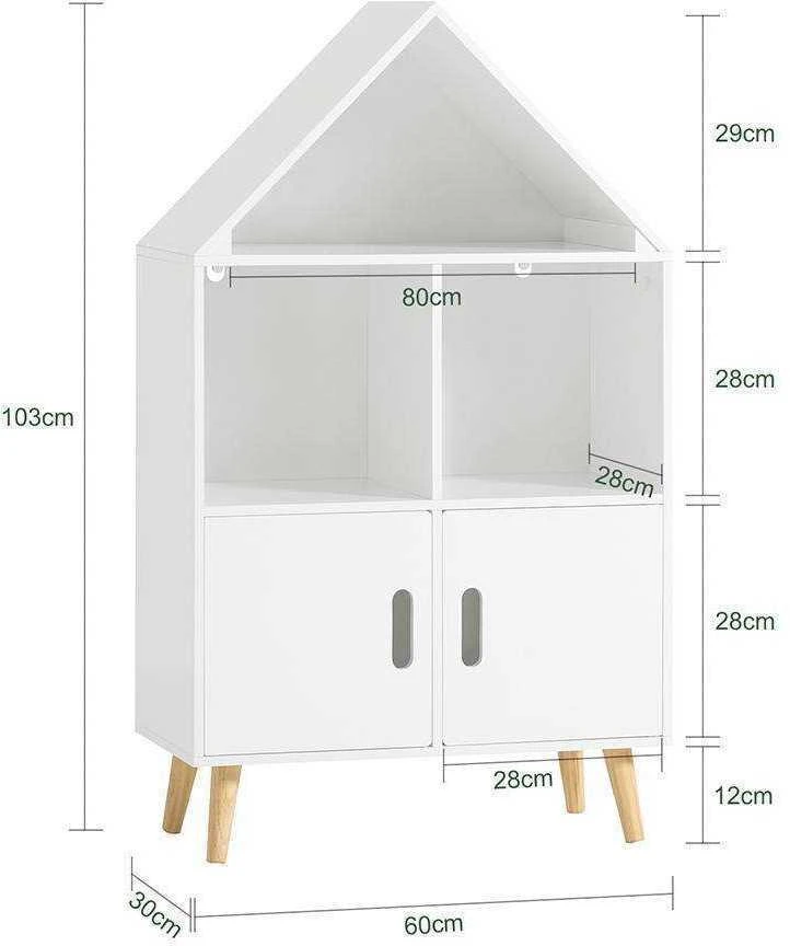 Vaikiškas lentynėlė, SoBuy KMB58-W, 60x30x103 cm, Balta
