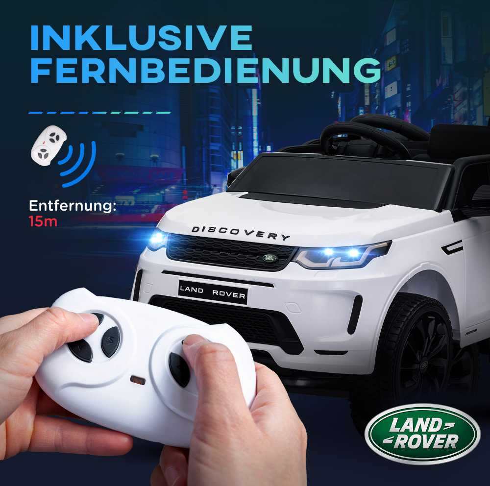 AIYAPLAY vaikiškas elektromobilis 12V su 2,4G nuotolinio valdymo pulteliu, muzika, garso signalu, LED žibintais, USB/MP3 jungtimi, 3-5 km/val., 3-6 metų vaikams, baltas