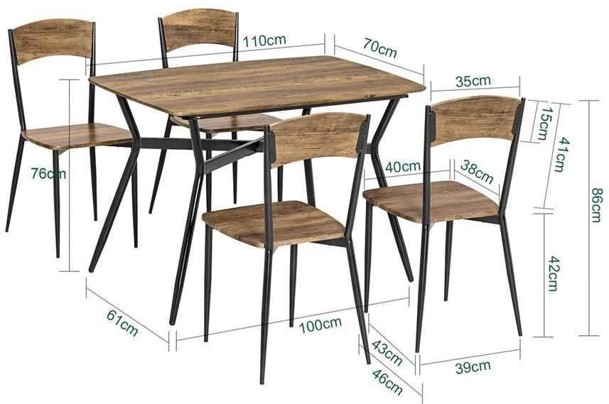 Sobuy Valgomojo grupė Stalas ir 4 kėdės Sėdimos vietos 4 žmonėms OGT49-F