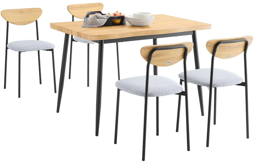 Valgomojo komplektas, SoBuy OGT52-N, 110x70x76 cm, Juodas