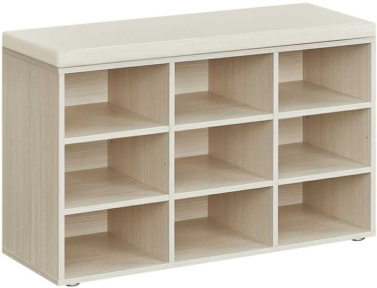 Songmics Vasagle Batų lentyna su sėdyne 30,3 x 78,5 x 48 cm natūralios smėlio spalvos