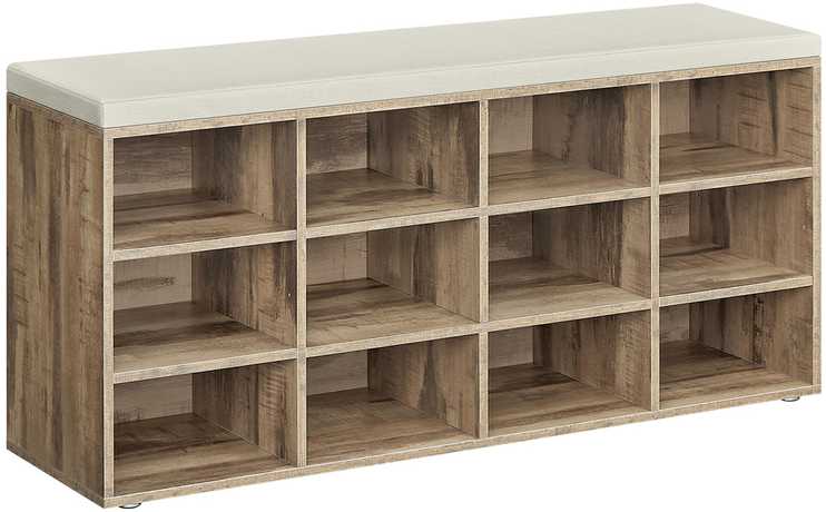 Vasagle Batų lentyna su sėdyne 30,3 x 104 x 48 cm kupranugario rudos spalvos