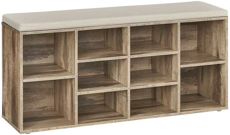 Vasagle Batų lentyna su sėdyne 30 x 104 x 48 cm kupranugario rudos spalvos