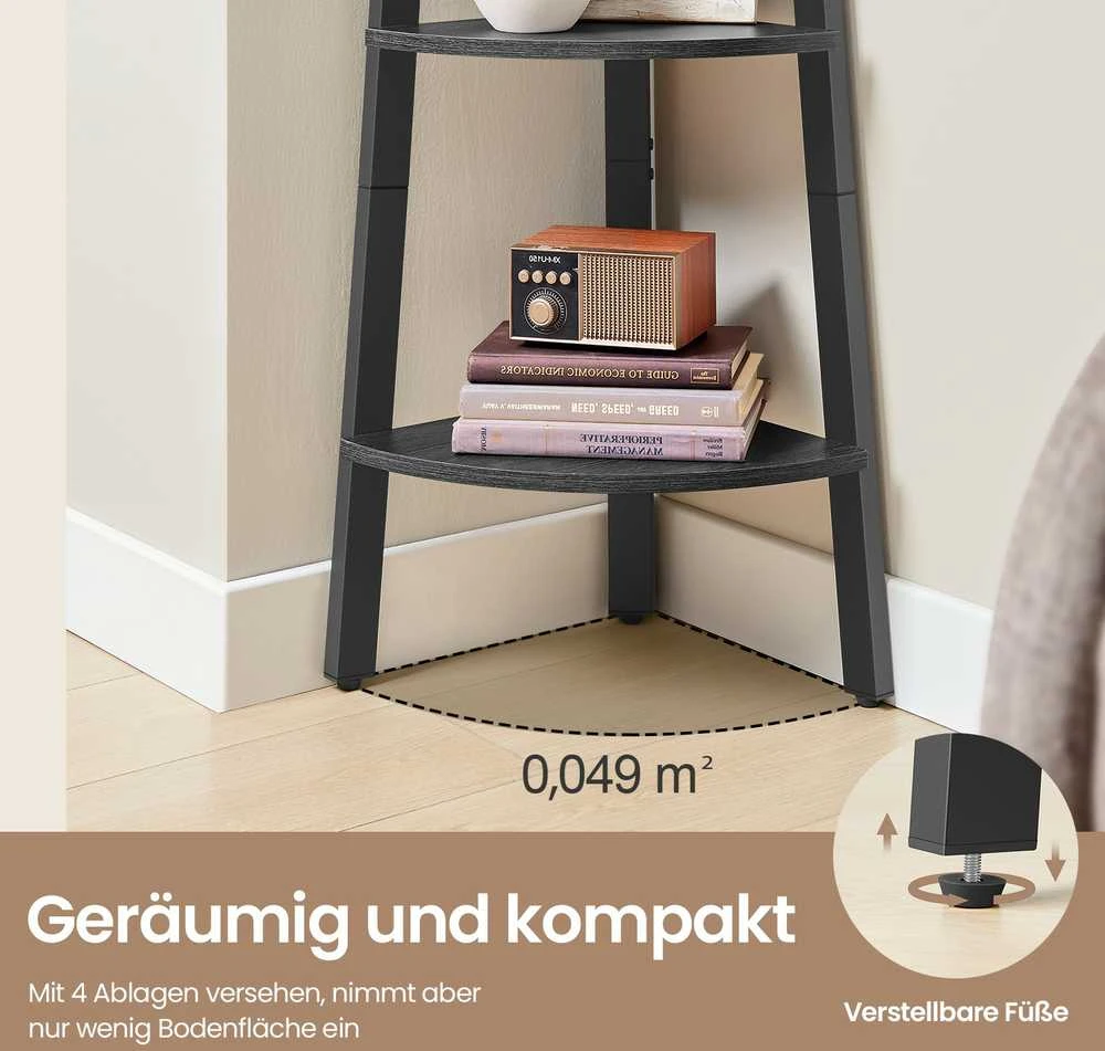 Songmics Kampinė lentyna 33,4x33,4x125 cm