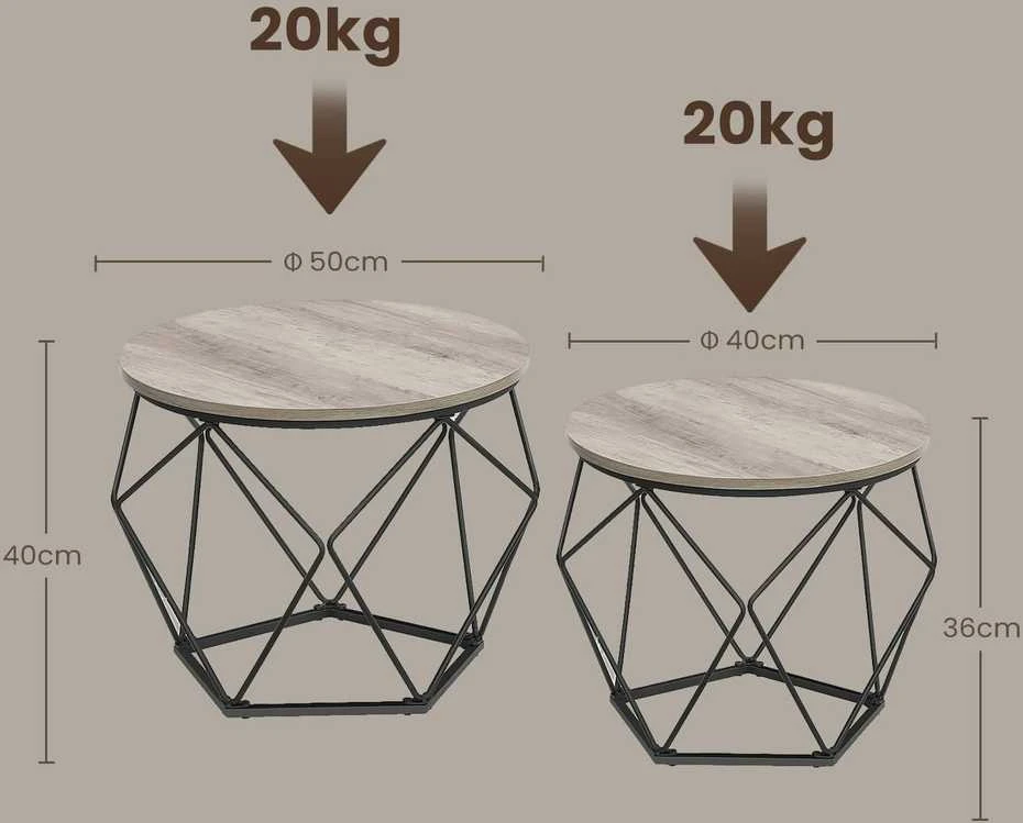 Songmics Vasagle 2 mažų staliukų rinkinys