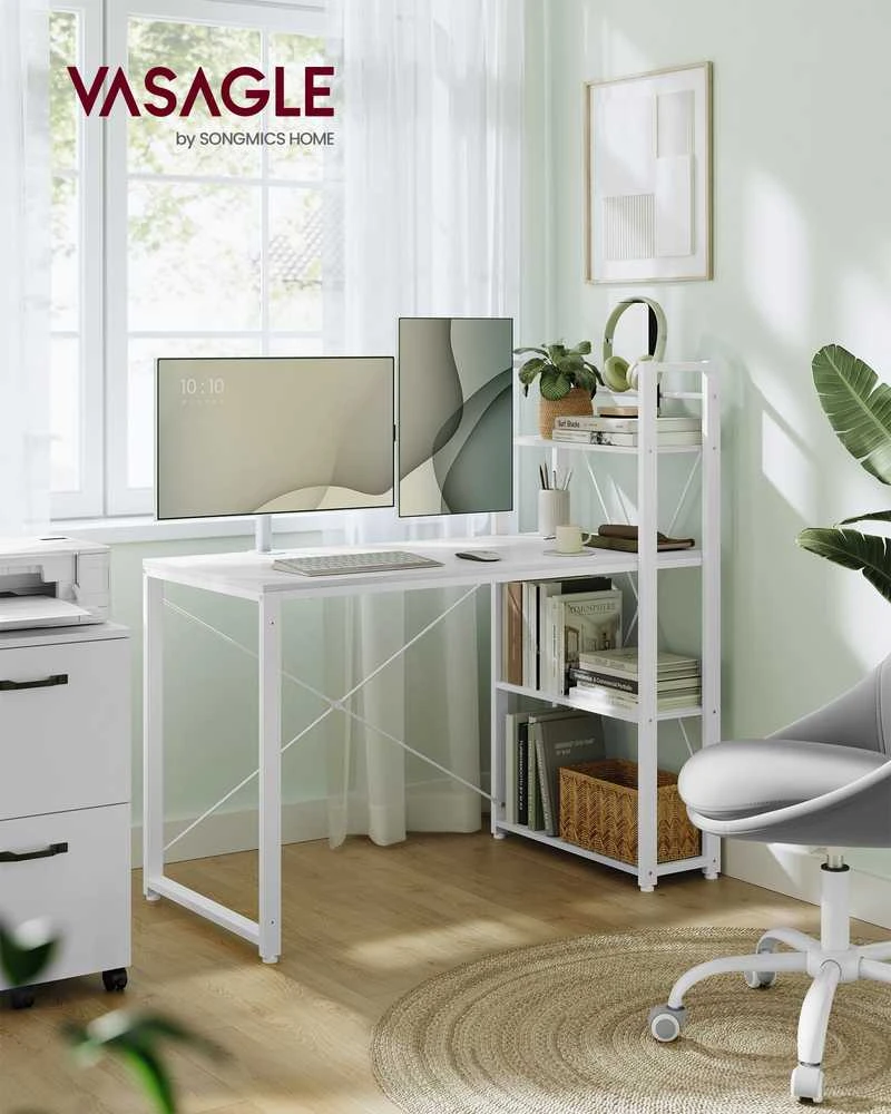 Songmics Rašomasis stalas 120x60x120,1 cm baltas