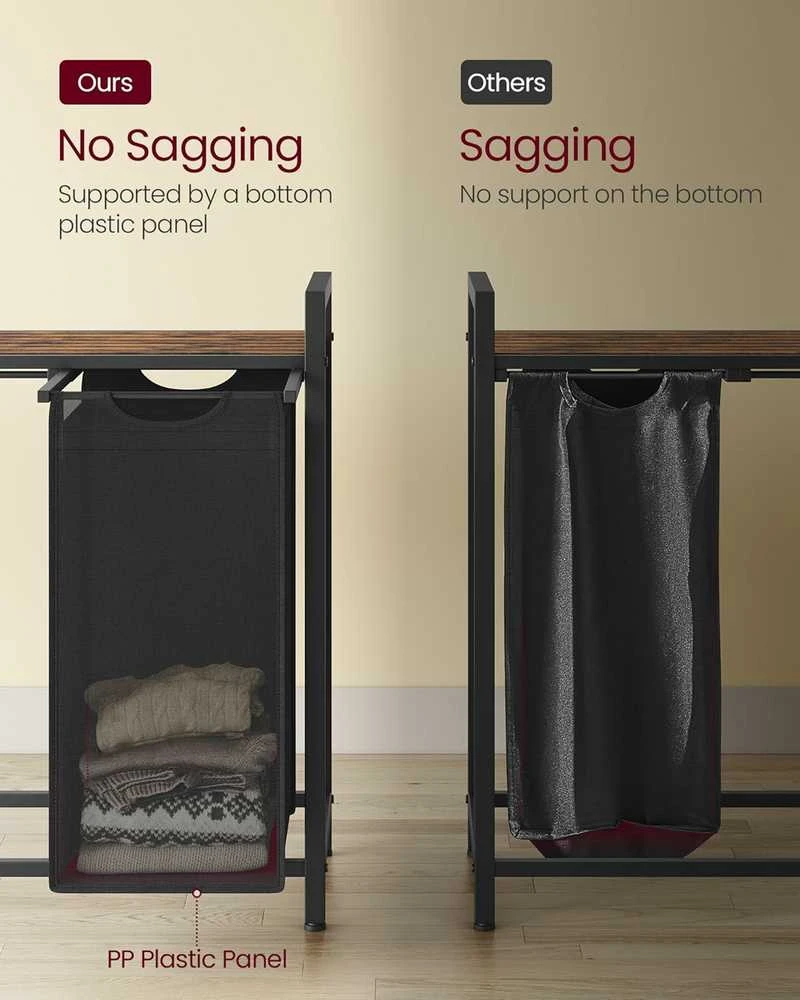 Songmics Skalbinių krepšys, 115.6x33x72.5 cm, rudos ir juodos spalvos