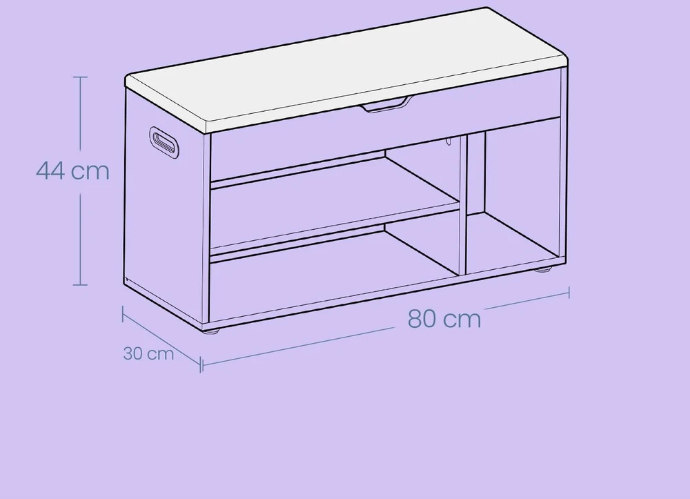 Songmics Vasagle , Suolas su saugykla, 30 x 80 x 44 cm, baltos spalvos