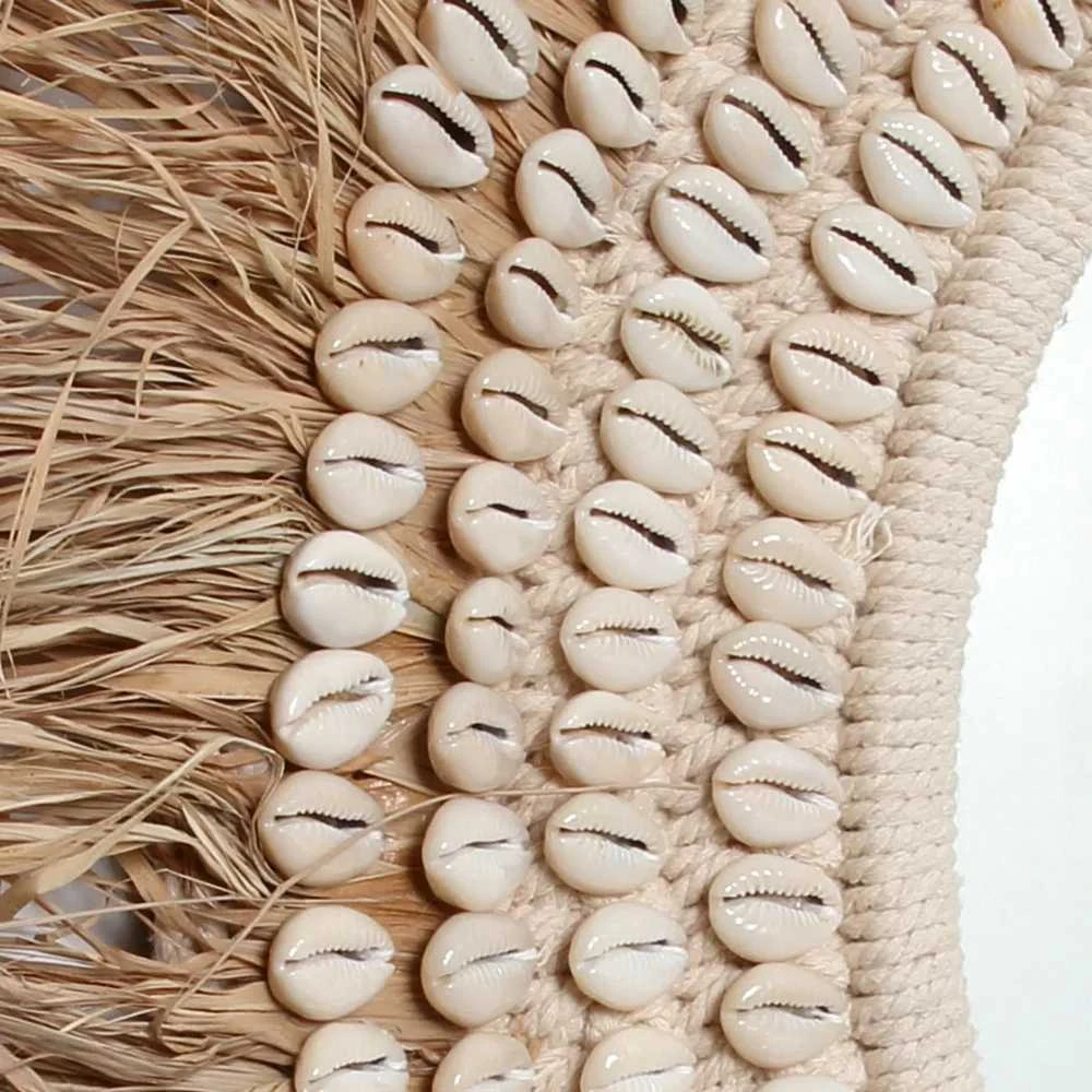Bazaar Veidrodis, rafija su kaurių dėžėmis, 0,75x0,75 m, natūraliai balta