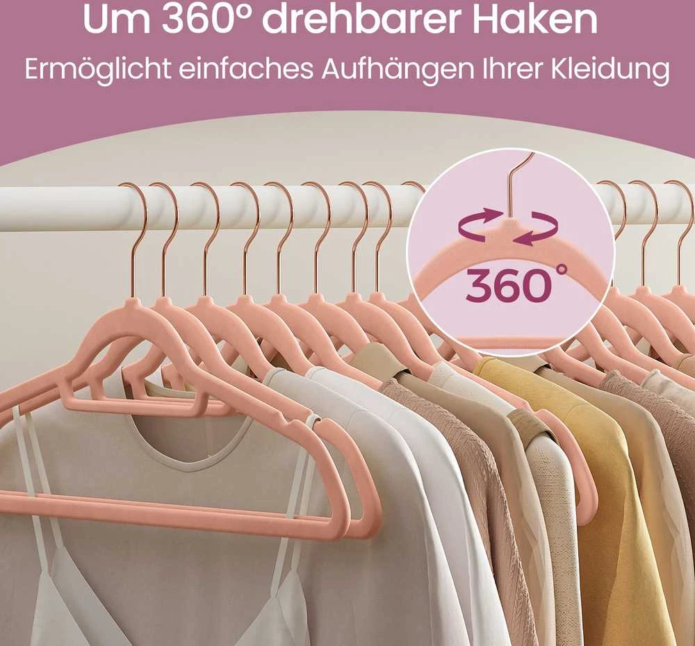 SONGMICS aksominiai drabužių pakabai, 50 vnt. rinkinys