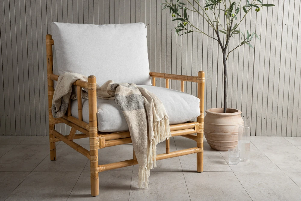 Venture Design 1-vietės sofa, šiaudinė, 77x88x78 cm, šviesiai pilka