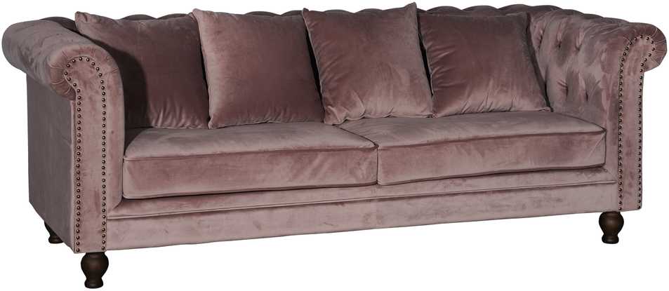 Venture Design 3-vietės sofa, aksomas, 217x88 cm, rožinė