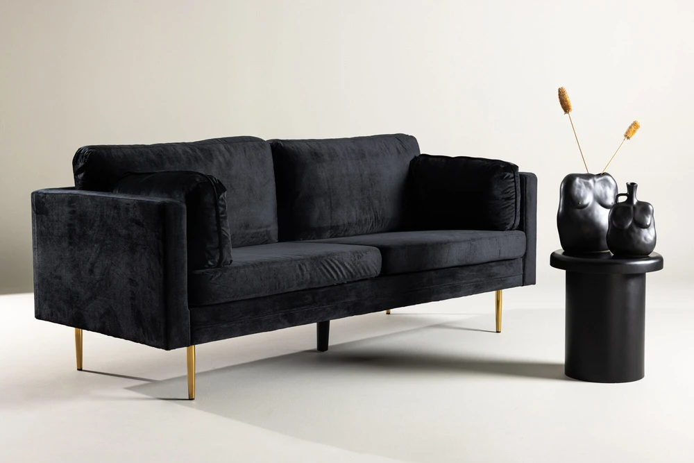 Venture Design 3 vietų sofa, Boom, 203x90 cm, Juoda