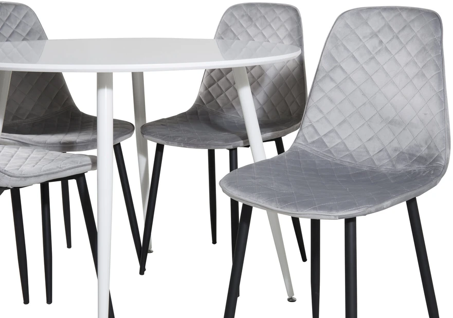 Venture Design Apskritas stalas, Plaza, 100 cm, Balta, Valgomasis kėdė, Polar, 52x86x44 cm, Pilka