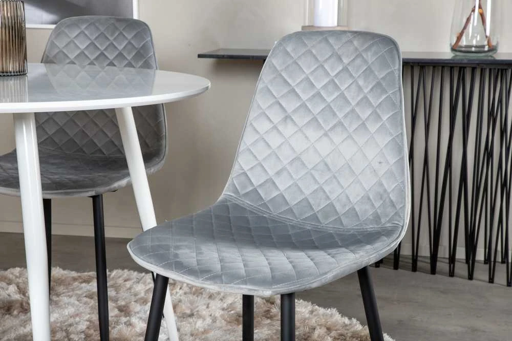 Venture Design Apskritas stalas, Plaza, 100 cm, Balta, Valgomasis kėdė, Polar, 52x86x44 cm, Pilka