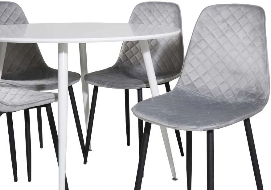 Venture Design Apskritas stalas, Plaza, 100 cm, Balta, Valgomasis kėdė, Polar, 52x86x44 cm, Pilka