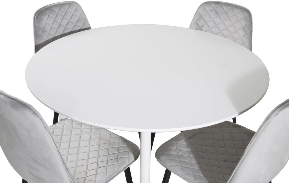 Venture Design Apskritas stalas, Plaza, 100 cm, Balta, Valgomasis kėdė, Polar, 52x86x44 cm, Pilka