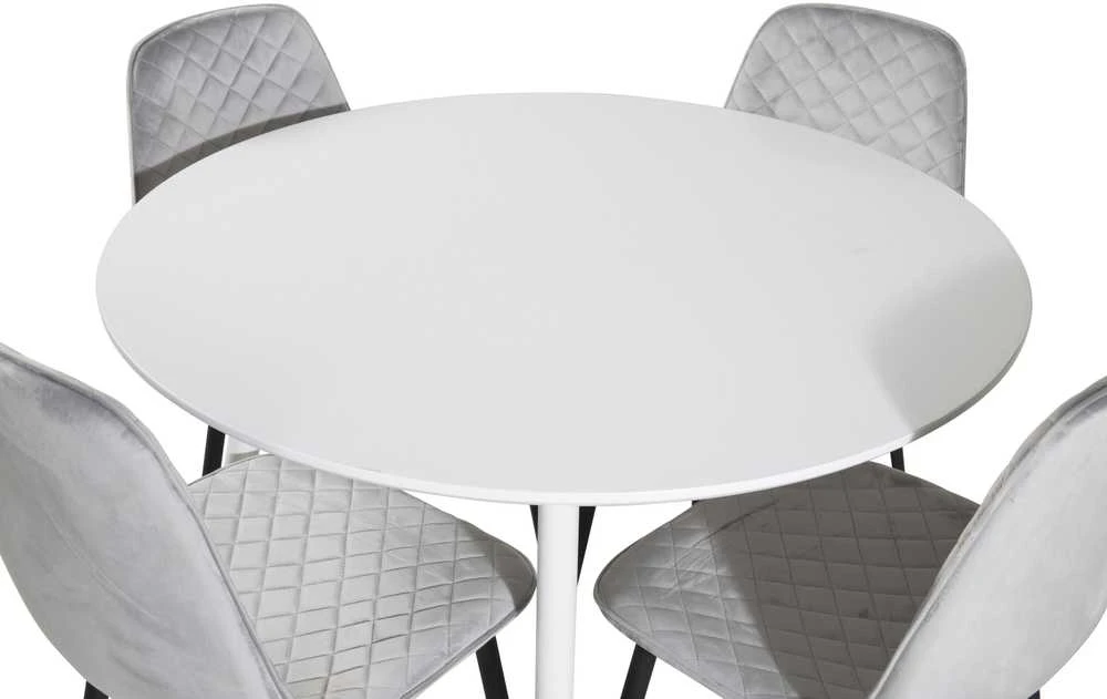 Venture Design Apskritas stalas, Plaza, 100 cm, Balta, Valgomasis kėdė, Polar, 52x86x44 cm, Pilka