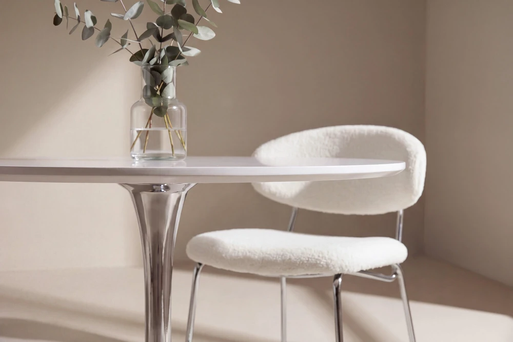 Venture Design Apvalus valgomojo stalas Hamden, balta