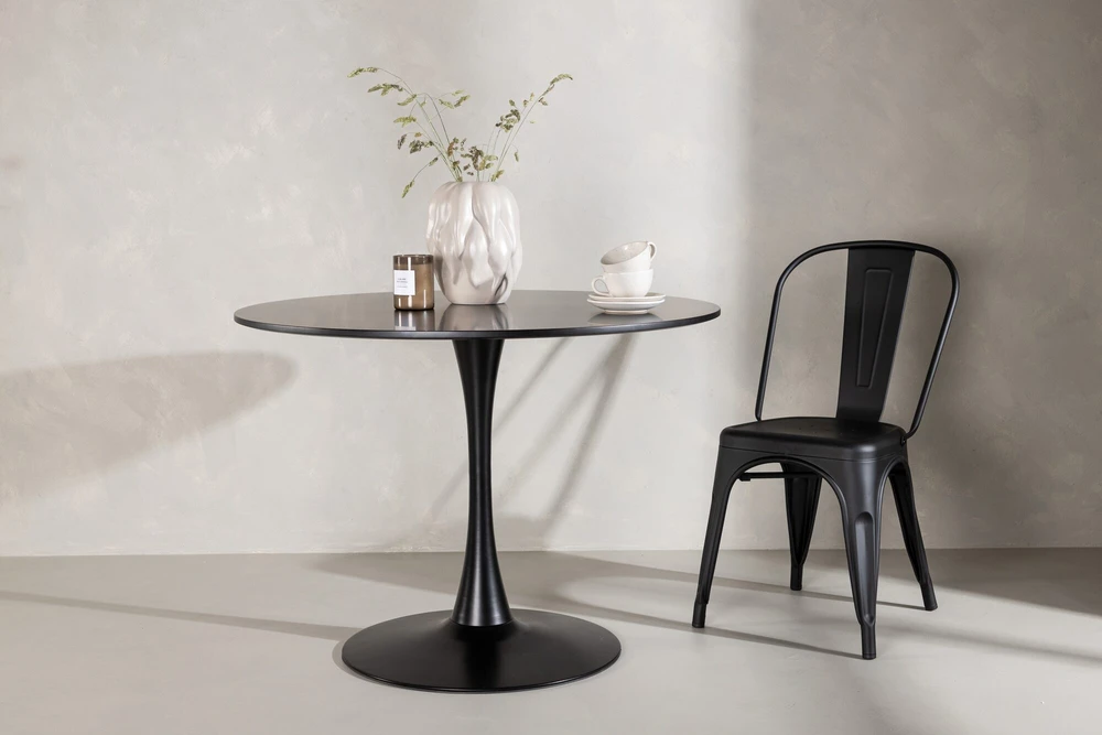 Venture Design Apvalus valgomojo stalas Hamden, juoda