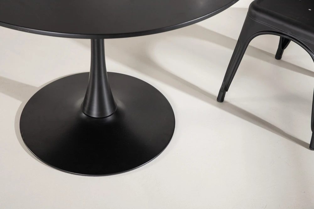 Venture Design Apvalus valgomojo stalas Hamden, juoda