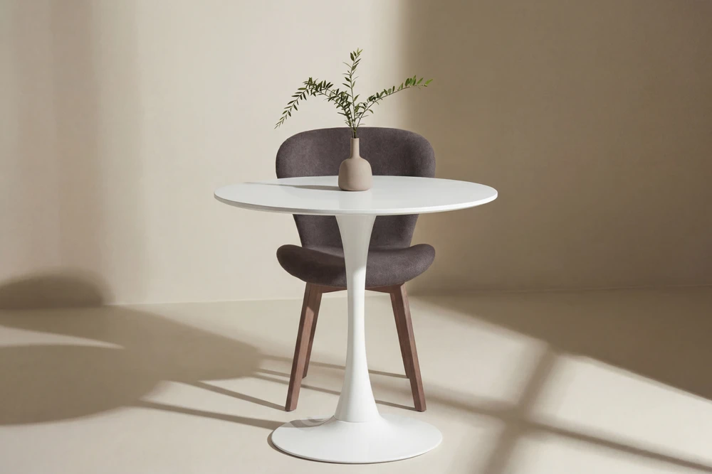 Venture Design Apvalus valgomojo stalas ø80 cm, baltas MDF