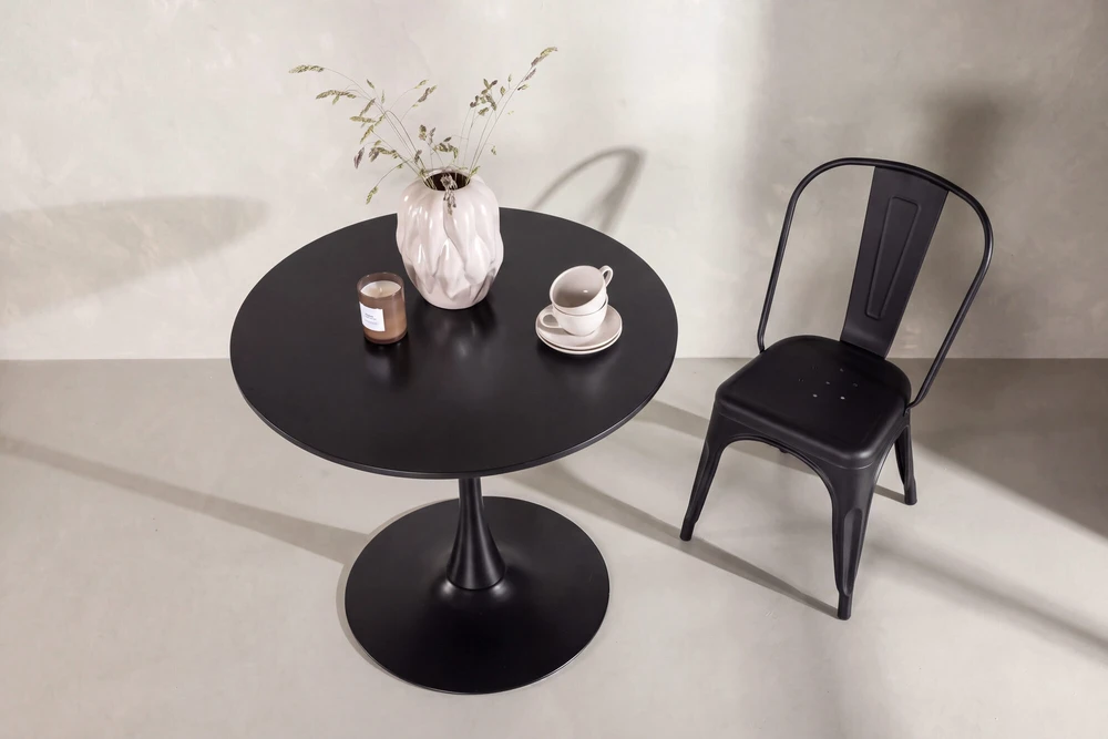 Venture Design Apvalus valgomojo stalas Hamden, juoda