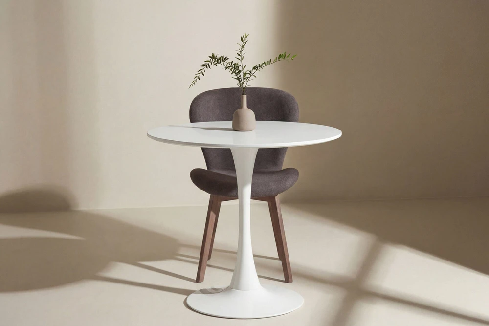 Venture Design Apvalus valgomojo stalas ø80 cm, baltas MDF