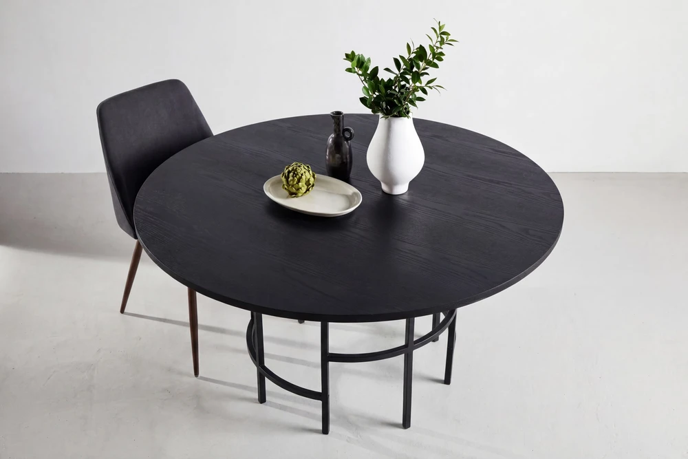 Venture Design Apvalus valgomojo stalas Copenhagen, juodas/juodas