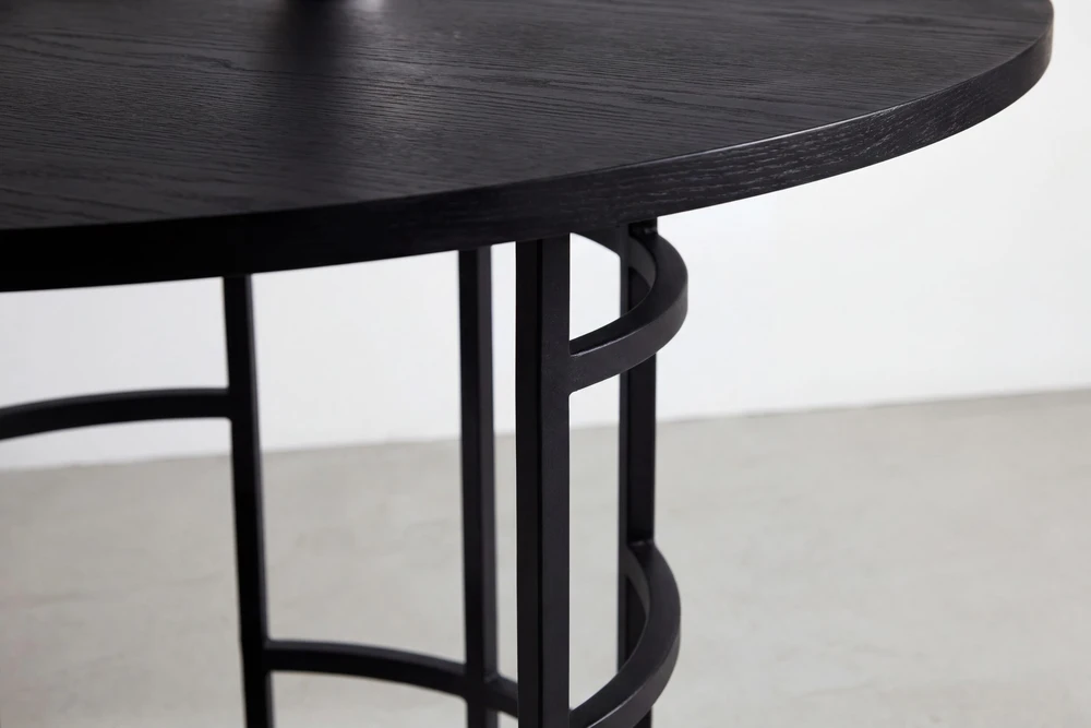 Venture Design Apvalus valgomojo stalas Copenhagen, juodas/juodas