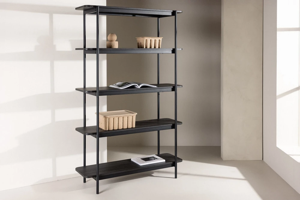 Venture Design Atvira knygų lentyna Heim 120 × 190 cm, juoda