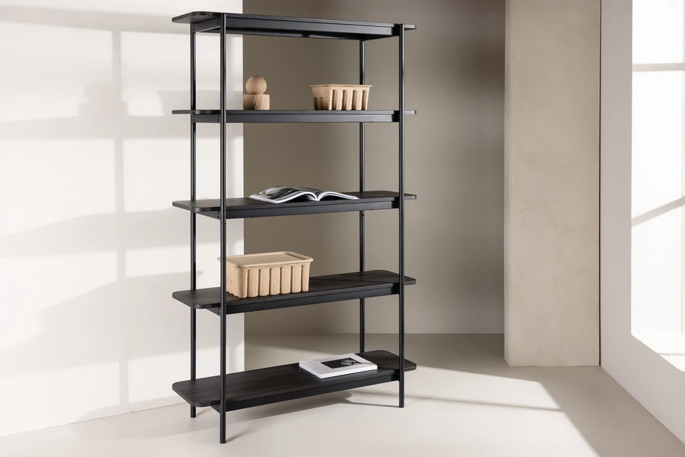 Venture Design Atvira knygų lentyna Heim 120 × 190 cm, juoda