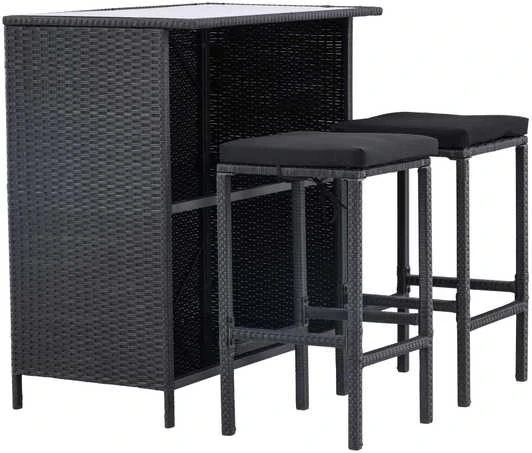 Lauko baldų komplektas Venture Design Baro komplektas, Kėdė: 40x40x70 cm, Stalas: 100x60x105 cm, Juodas
