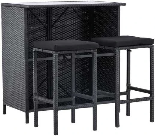 Lauko baldų komplektas Venture Design Baro komplektas, Kėdė: 40x40x70 cm, Stalas: 100x60x105 cm, Juodas