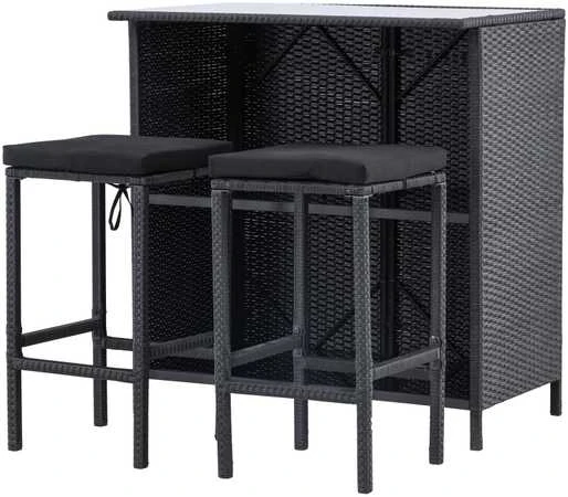 Lauko baldų komplektas Venture Design Baro komplektas, Kėdė: 40x40x70 cm, Stalas: 100x60x105 cm, Juodas