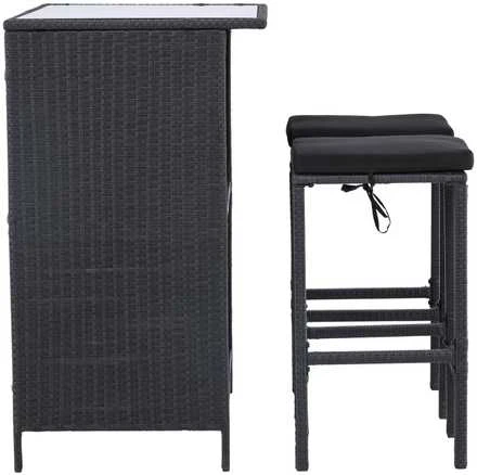 Lauko baldų komplektas Venture Design Baro komplektas, Kėdė: 40x40x70 cm, Stalas: 100x60x105 cm, Juodas