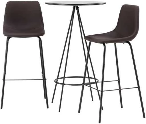 Venture Design Baro stalo ir baro kėdžių komplektas 60 cm juoda ruda MDF metalas