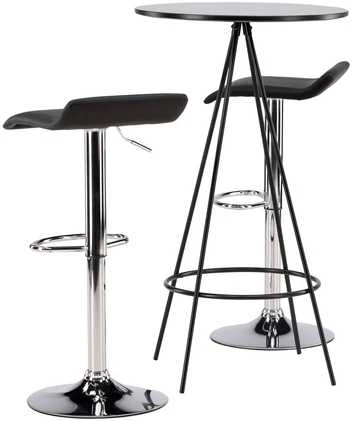 Venture Design Baro stalo ir baro kėdžių komplektas 60 cm juodas MDF faneruotas chromuotas plienas audinys