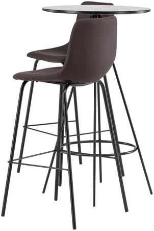 Venture Design Baro stalo ir baro kėdžių komplektas 60 cm juoda ruda MDF metalas