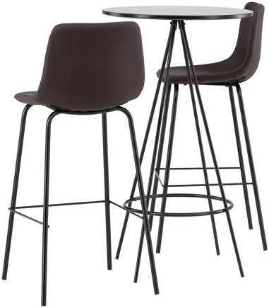 Venture Design Baro stalo ir baro kėdžių komplektas 60 cm juoda ruda MDF metalas