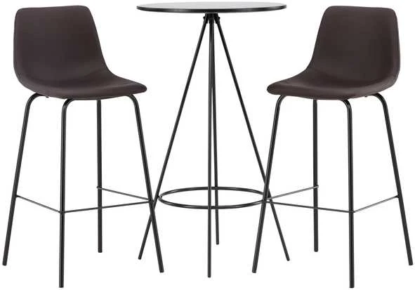 Venture Design Baro stalo ir baro kėdžių komplektas 60 cm juoda ruda MDF metalas