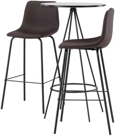 Venture Design Baro stalo ir baro kėdžių komplektas 60 cm juoda ruda MDF metalas