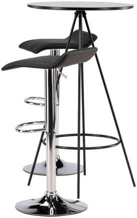 Venture Design Baro stalo ir baro kėdžių komplektas 60 cm juodas MDF faneruotas chromuotas plienas audinys